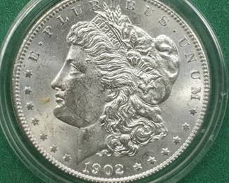 1902-O Morgan Silver Dollar, Higher Grade in Airtite