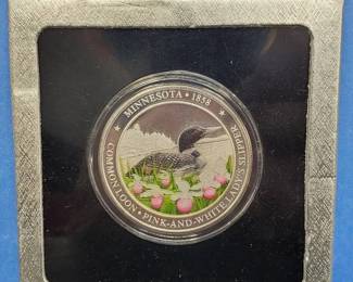 1 Troy Oz 1858 Minnesota Commemrative Colored Round in Display Box