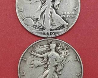 1936 & 1938 Walking Liberty Half Dollars