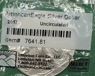 2017 American Silver Eagle, Uncirculated in Sealed Littleton Pkg