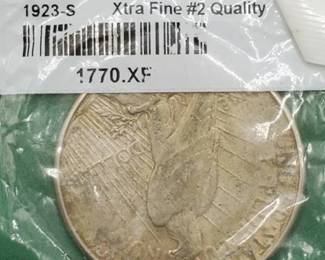 1923-S Peace Silver Dollar, XF, in Sealed Littleton Pkg