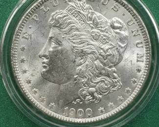 1900 Morgan Silver Dollar, Higher Grade in Airtite