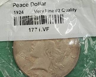 1924 Peace Silver Dollar, VF, in Sealed Littleton Pkg
