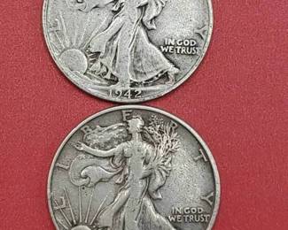 1942 & 1941-S Walking Liberty Half Dollars