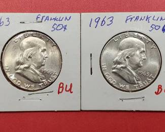 2 Beautiful 1963 Franklin Half Dollars