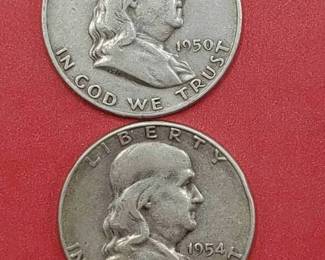 1950-D & 1954-S Franklin Half Dollars