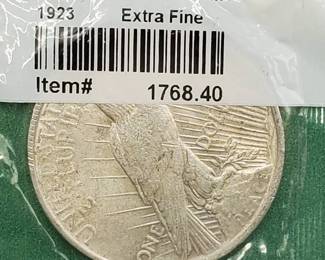 1923 Peace Silver Dollar, XF, in Sealed Littleton Pkg