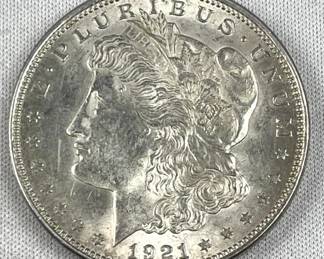 1921 Morgan Silver Dollar, Nice AU+ w/ Luster