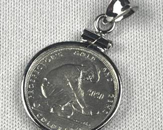 1/10oz Platinum Prospector Round in 14K Bezel