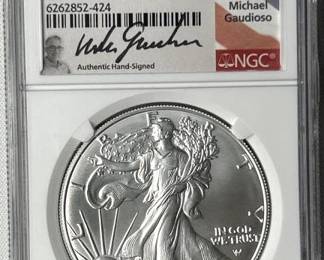 2021-T2 American Silver Eagle MS70, Gaudioso Sig