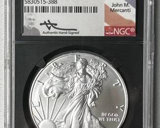 2020 MS70 Silver Eagle, Mercanti Signed 1st Day