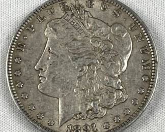 1891 Morgan Silver Dollar, US $1 Coin