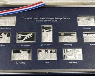 (10) 12g Sterling Silver Bars 1980 Olympic Stamps