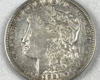 1921-D Morgan Silver Dollar, XF+ Denver