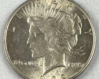 1922 Peace Silver Dollar, Nice AU+ w/ Luster