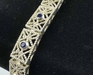 925 Silver Blue Stone Bracelet