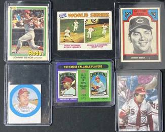 (6) Johnny Bench Cards HOF 1975-2021