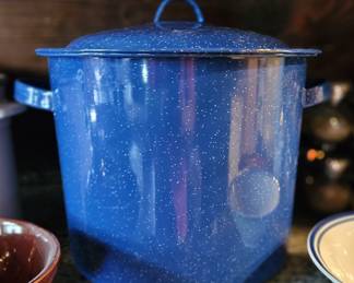Large enamel ware stock pot