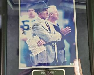 Tom Landry. Framed, signed. Certificate of authenticity attached.