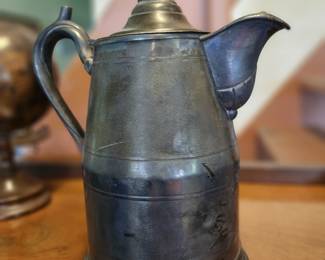 Antique pewter coffee pot.  Dated 1868