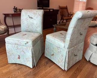 Ballard designs parson chairs with bird motif (2 available)