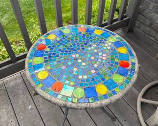 blue mosaic tile side table