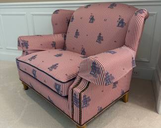 Striped armchair and Ottoman by Sherill Furniture