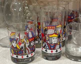 Vintage Libbey playing card glasses, set of 8