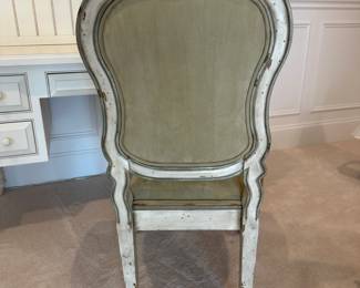 Vintage Louis XV style distressed painted chair; armless