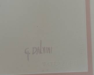 Framed floral bouquet, watercolor art by G. Dalvini