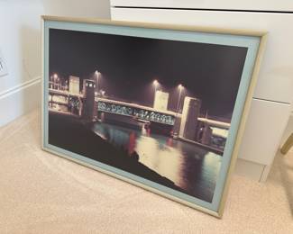 framed photograph of downtown chicago river from La Salle street, pre-high rise development boom