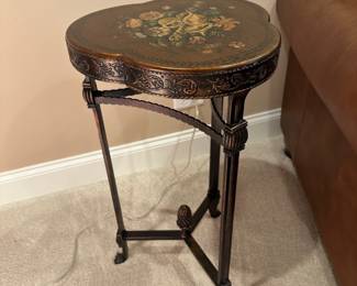 floral top painted pedestal table