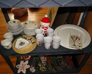 Some Norman Rockwell mugs, and other assorted serving pieces too