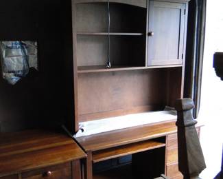 Another great desk, with storage hutch.  Located in the garage, quick and easy to move