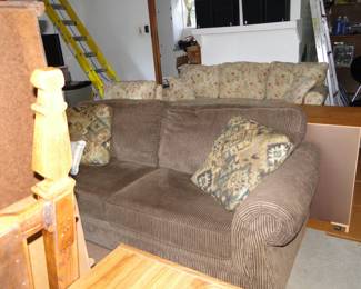 Nice large brown couch, with cushions, and very comfortable
