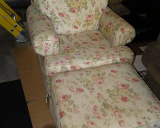 Matching floral chair and ottoman, to go with the previously mentioned floral sofa