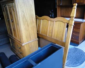 Queen headboard and matching hutch