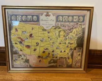 Framed Booklover's Map of the United States