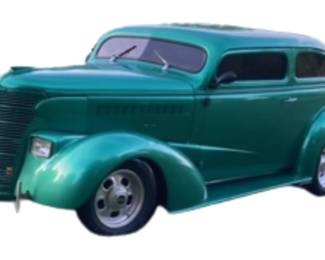 1938 Chevy Street Rod / Hot Rod with the following brand new 383 stroker motor with
Fitech, fuel injection, brand new TH700R4 transmission, new front seats, new carpet, new steering wheel and column, new Hankook tires, new 17 gallon fuel tank and inline Fitech pump, new driveshaft, ne full wiring harness and updated fuse block, new Bluetooth CD player