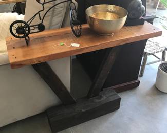 reclaimed wood slim accent table