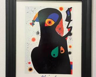 Joan Miro framed exhibition artwork print.