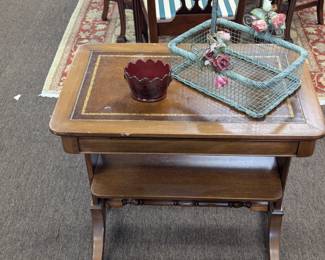 Leather Top Side Table