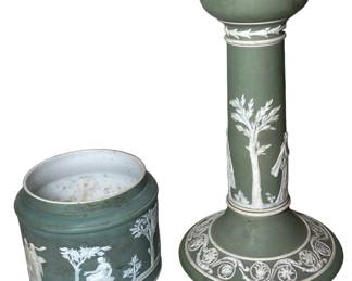 Wedgwood Jar and Candlestick