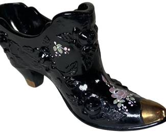 Fenton Hand Signed Glass Shoe