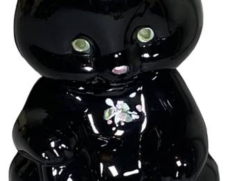 Fenton HandPainted Black Glass Teddy Bear