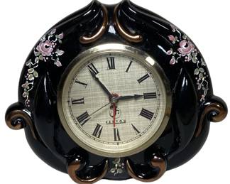 Fenton HandPainted Black Glass Clock