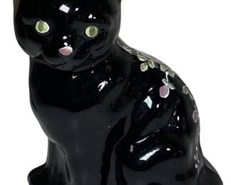 Fenton Hand Black Glass Cat
