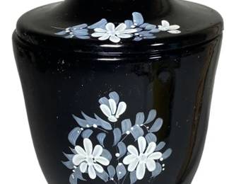 Fenton Black Glass Lidded Jar
