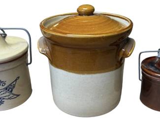 Vintage Crocks with Metal Snap Lids