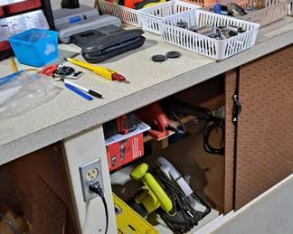 Power saws, levels, nail and screws, small vise